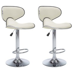Tabourets de bar lot de 2 crème similicuir 