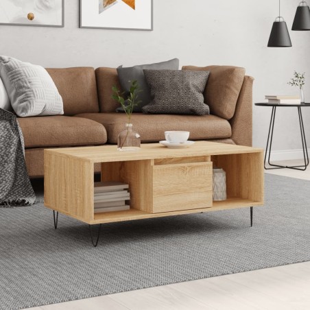 Table basse Chêne sonoma 90x50x36,5 cm Bois d'ingénierie 