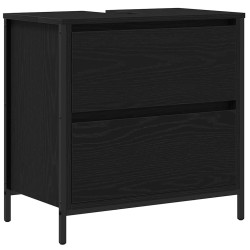 Meuble de salle de bain lavabo tiroirs chêne noir 60x34,5x60 cm 