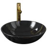 Lavabo de bain avec robinet et drain à poussoir Verre trempé 