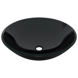 Lavabo de bain avec robinet et drain à poussoir Verre trempé 
