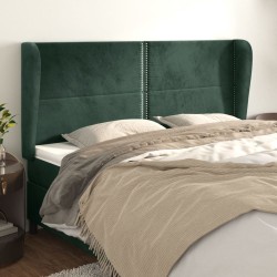 Tête de lit avec oreilles Vert foncé 183x23x118/128 cm Velours 