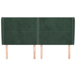 Tête de lit avec oreilles Vert foncé 183x23x118/128 cm Velours 