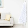 Demi-arbre de Noël artificiel pré-éclairé et boules blanc 180cm 