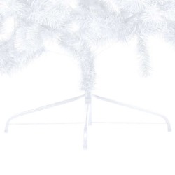 Demi-arbre de Noël artificiel pré-éclairé et boules blanc 180cm 