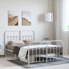Cadre de lit métal sans matelas et pied de lit blanc 150x200 cm 