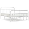 Cadre de lit métal sans matelas et pied de lit blanc 150x200 cm 