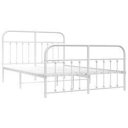 Cadre de lit métal sans matelas et pied de lit blanc 150x200 cm 