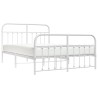 Cadre de lit métal sans matelas et pied de lit blanc 150x200 cm 