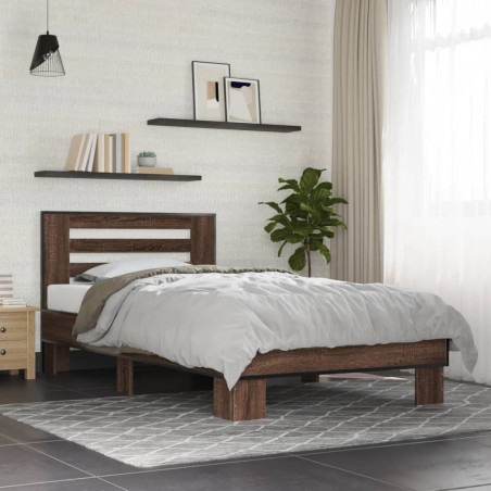 Cadre de lit sans matelas chêne marron 75x190 cm 