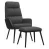 Chaise de relaxation avec tabouret Gris foncé Tissu similicuir 