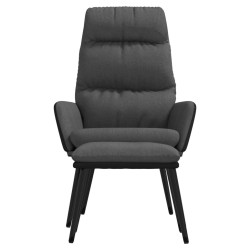 Chaise de relaxation avec tabouret Gris foncé Tissu similicuir 