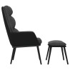 Chaise de relaxation avec tabouret Gris foncé Tissu similicuir 