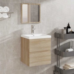 Armoire de bain avec miroir chêne sonoma bois d'ingénierie 