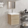 Armoire de bain avec miroir chêne sonoma bois d'ingénierie 