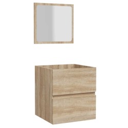 Armoire de bain avec miroir chêne sonoma bois d'ingénierie 