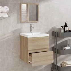 Armoire de bain avec miroir chêne sonoma bois d'ingénierie 