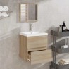 Armoire de bain avec miroir chêne sonoma bois d'ingénierie 
