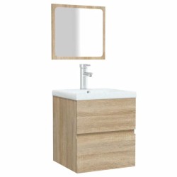 Armoire de bain avec miroir chêne sonoma bois d'ingénierie 
