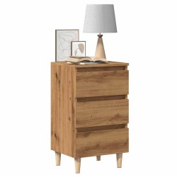 Table de chevet chêne artisanal 40x35x69 cm bois d’ingénierie 