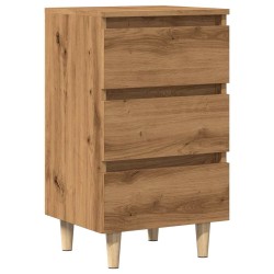 Table de chevet chêne artisanal 40x35x69 cm bois d’ingénierie 