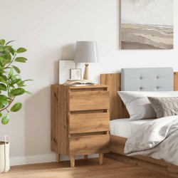 Table de chevet chêne artisanal 40x35x69 cm bois d’ingénierie 