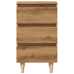 Table de chevet chêne artisanal 40x35x69 cm bois d’ingénierie 