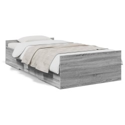 Cadre de lit avec tiroirs sans matelas sonoma gris 100x200 cm 