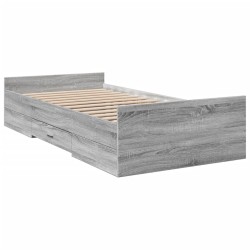 Cadre de lit avec tiroirs sans matelas sonoma gris 100x200 cm 