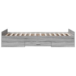 Cadre de lit avec tiroirs sans matelas sonoma gris 100x200 cm 