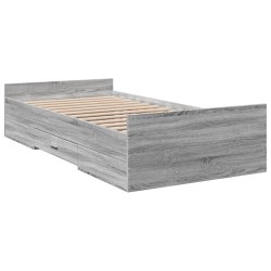 Cadre de lit avec tiroirs sans matelas sonoma gris 100x200 cm 