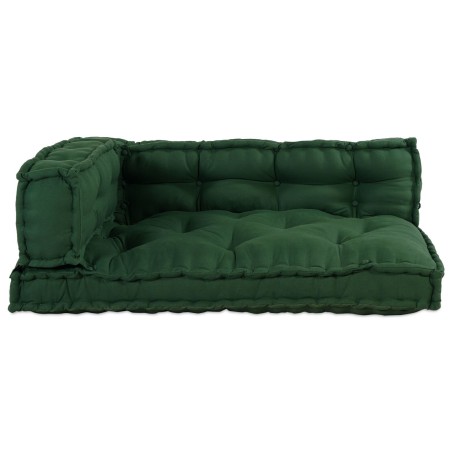 Coussin de sofa paletteavec accoudoirs et dossier en tissu vert 