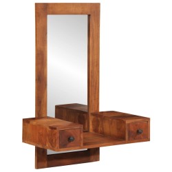 Miroir mural avec tiroirs 60x33x90 cm bois massif d'acacia 