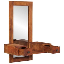 Miroir mural avec tiroirs 60x33x90 cm bois massif d'acacia 