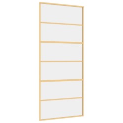 Porte coulissante doré 90x205 cm verre ESG clair et aluminium 