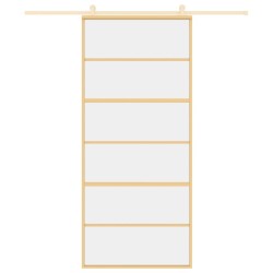 Porte coulissante doré 90x205 cm verre ESG clair et aluminium 
