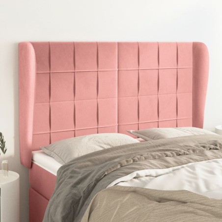 Tête de lit avec oreilles Rose 147x23x118/128 cm Velours 