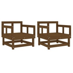 Chaises de jardin lot de 2 marron miel bois massif de pin 