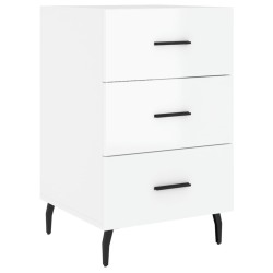 Table de chevet blanc brillant 40x40x66 cm bois d'ingénierie 