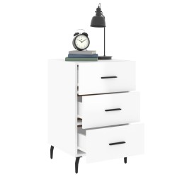 Table de chevet blanc brillant 40x40x66 cm bois d'ingénierie 