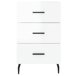 Table de chevet blanc brillant 40x40x66 cm bois d'ingénierie 