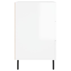 Table de chevet blanc brillant 40x40x66 cm bois d'ingénierie 