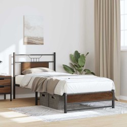 Cadre de lit sans matelas chêne marron 75x190cm bois ingénierie 