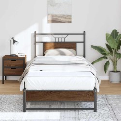 Cadre de lit sans matelas chêne marron 75x190cm bois ingénierie 