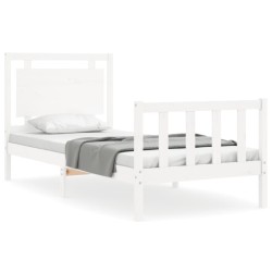 Cadre de lit sans matelas blanc bois de pin massif 