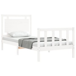 Cadre de lit sans matelas blanc bois de pin massif 