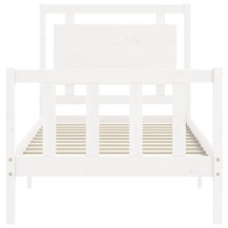 Cadre de lit sans matelas blanc bois de pin massif 