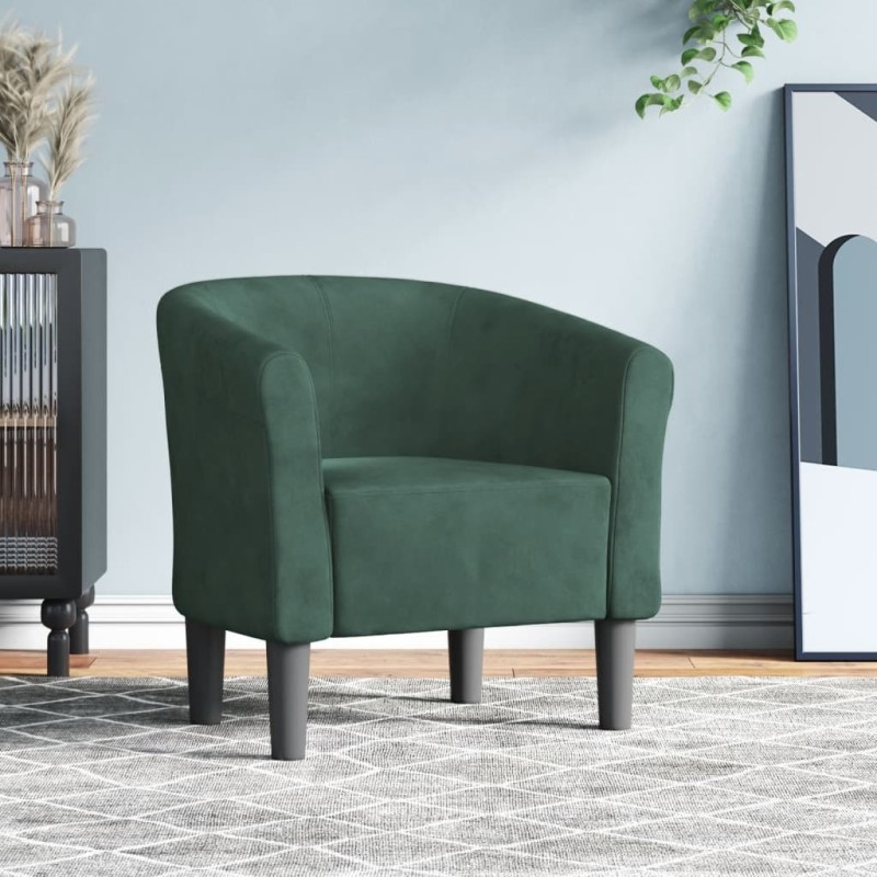 Chaise cabriolet vert foncé velours 