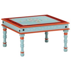 Table basse bleu bois de manguier massif peint à la main 