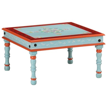 Table basse bleu bois de manguier massif peint à la main 